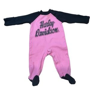 Harley Davidson Black and Pink Footie Romper/Sleeper With a Touch of Sparkle